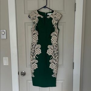 Paper Doll Green and Cream Lace Midi Dress